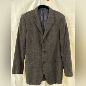 Vintage Men’s blazer medium houndstooth cashmere brown tan single breasted